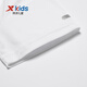 XTEP (XTEP) children's clothing for boys and girls solid color round neck reflective strip short-sleeved sweater pearl white 160
