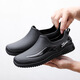 
Fashionable rain boots for men's short tube waterproof casual rain boots flat sole lightweight kitchen anti-slip rubber shoes thick sole water shoes work 309 black single shoes 40