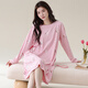 
Wutong Sifu 100 cotton nightgown for women with breast pad Pure cotton Spring and Autumn Long Sleeve Dress Full Cotton Outside Wear Korean Summer Pajama Home Clothes 9906 (with breast pad) XL [100% cotton, recommended 120-140 Jin [Jin equals 0.5 kg]]