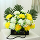Zi Jiafu Qingming Festival flower tombstone, artificial flowers in front of the tomb, simulated chrysanthemum bouquet, large flower basket, tomb sweeping supplies, z yellow + sunset red set (base is carton)