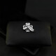 QUAMER zirconium exquisite four-leaf clover brooch men's and women's collar pin corsage clover pin suit sweater accessories bright silver
