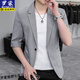 ROMON Summer Thin Small Suit Jacket Men's Trendy Brand Clipart Slim and Stylish Top New Hair Stylist Mid-Sleeve Suit 7219 Mika Color Thin 2XL One Size 2XL (Suggested 135-150Jin [Jin equals 0.5 kg])