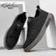 Shachi Herrenschuhe Sommer Neue Brettschuhe Herrenschuhe Fashion Canvas Schuhe täglich Schnüre-up Soft Sohle Schuhe Männer Schwarz 43 (265 mm) Lederschuhgröße