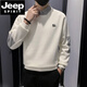 JEEP SPIRIT假两件卫衣男秋冬款针织衫痞帅拼接翻领男装2025新款长袖加绒上衣 1391白色 款 常规 XL 建议150斤内