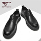 Seven Wolves official men's toe layer cowhide leather shoes men's casual shoes business workplace formal shoes men's black 40