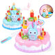 Onevan Children's Cake Obst geschnitten Spielzeug spielen Haus Küche Kombination Set Frucht Gemüse Schnitt Geburtstagsgeschenk Little Girl [Pink] [Dreischichtgeräusch und Licht können ausgeblasen werden] Kuchen 87-teiliges Set mit Geschenkbox
