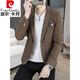 皮尔卡丹（pierre cardin）春秋季2025新款休闲西服男士韩版修身男装上衣单西青年小西装外套 咖啡色 M 90-105斤