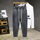 2025 Father élastique élastique à quatre saisons jeans épais jeans mascules petits pieds pantalon harem cordon de crampon pantalon papa 2362 gris noir 38 (recommandé 185-210jin [Jin est égal à 0,5 kg]))
