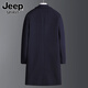 
JEEP SPIRIT Jeep Middle-aged Men's Woolen Coat Men's Mid-Length Slim Trench Coat Winter Thickened Tweed Fashion Men's Jacket Gray (40% Woolen) L