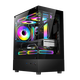 EVESKY 玄武MINI 无立柱海景房机箱 M-ATX主板/270°广角玻璃侧透 240水冷游戏电脑主机箱 支持4090显卡 玄武MINI-黑色+3个暮光炫彩风扇
