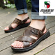 
Western Region Camel (VANCAMEL) real cowhide sandals new thick-soled men's beach anti-slip slippers 9928 black top layer cowhide + massage bottom 41