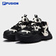 FILA FUSION Women's Shoes New Hard Candy Thick Sole Casual Dad Shoes Cat Claw Pendant Sneakers for Women Black/Milk White-BG 37.5