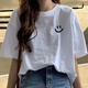 Qiao Junsheng cotton printed loose short-sleeved T-shirt for women Korean style versatile white top 2025 summer white 511 M