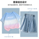 Yoyo One Set für Mädchen 2025 Neues Sommer Dopamine Kurzärärmelte Big Children's Trendy und Cool Outfit für modische zweiteilige Sommer-Set 1429 White + 9928 Purple 160 160 cm
