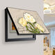 Distribution box decorative painting blocking cream style peony flower restaurant dining room meter box box power main switch hanging painting B style cream peony gold frame 70X50 accommodates 62*42 flip-up model aluminum alloy frame