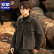 Romon Herren Wolle Kurzwolle Jacke Herbst und Winter koreanischer Stil doppelseitiger Wollmantel Casual Jacket Winter Fashion Black XL