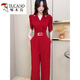 Woodpecker Internet Celebrity Fashion Jumpsuit für Frauen 2025 Sommer neuer schwarzer V-Ausschnitt Puffhülle Slimming-Jumpsuit WH2601# Black [Version] M Vorschlag 95-105Jin [Jin ist gleich 0,5 kg]