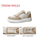 Thom Wills Ice Crack Dicke Sohle Schuhe Männer Trainerschuhe echte Leder erhöhte atmungsaktive lässige und vielseitige Sportarten weiße Schuhe Männer vier Jahreszeiten G841 (Stoff innerlich) 46 /10 Größe