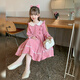 Annie Youer Girls Autumn and Winter Dress 2025 Western Style Children's Clothing Girls Princess Dress Children's Skirt Pink Velvet 100