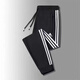 2025 spring and autumn velvet pure cotton casual sports pants for men and women, three-stripe school uniform pants, loose casual pants, black straight (velvet style) 3XL (recommended 155-170 Jin Jin equals 0.5 kg)