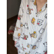 BAMAITU LINE PUPPY Einteiliger Pyjamas für Frauen, neuer Stil gestreift, langärmlige Ins japanische Cartoon süßer Pyjamas 9276-weiße Katie [Set] 2xl [Vorgeschlagenes Gewicht 136-150]