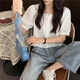 Muyiming (Muyiming) Summer Nueva camisa de manga corta de 2025 rufa para mujeres con cintura alta puede ser salado o dulce jengibre 701 m 95-105Jin [Jin equivale a 0.5 kg]