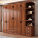 Hexi walnut solid wood wardrobe home bedroom furniture storage modern Chinese large wardrobe combination wardrobe economical walnut six-door wardrobe