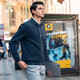 Mr. Lave Lapa Chaqueta tejida de punto para hombres Autumn y invierno de bolsillo de bolsillo de bolsillo de doble cara Be12131 gris oscuro y azul S 165