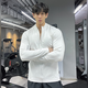 OIMG American fitness clothes men's sports long-sleeved cycling jacket quick-drying slim stretch running training zipper cardigan gray XL recommended 140-160Jin Jin equals 0.5 kg