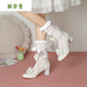 Yalso children's high heels children's white princess shoes girls with dress Lolita ita shoes women's performance shoes white 6.5cm 14 years old and above 30 20cm