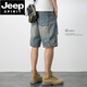 JEEP SPIRIT美式休闲复古乞丐破洞牛仔短裤男宽松潮流痞帅五分裤夏季薄款中裤 719蓝色 33 150-160斤