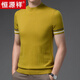 Caiyang Hengyuanxiang Spring Men's Worm Spinning 100 Pull en tricot en laine T-shirt à manches courtes Casual Loose Malf Masheve Base Shirt 9711 White Pure Brand NOUVEAU 100 S 165 / 80A