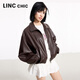 Jin Yujies neuer Frühling 2025 Bubble-Sensing-Proteinleder Kurzjacke für Frauen kurzer Revers Lose Jacke S251JK032y