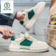 Woodpecker White Men's Shoes 2025 New Spring and Autumn Teenagers Thick Sole Casual White Shoes Feeling Versatile Sports Board Shoes 9906 White Green 39 (245mm)