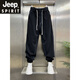 JEEP SPIRIT吉普春夏新款束脚休闲裤男士潮牌松紧腰裤宽松设计感痞帅哈伦卫裤 杏色 M 体重100-125斤