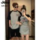 
JEEP SPIRIT special couple outfit summer dress one skirt one dress 2025 new cotton short-sleeved T-shirt one men and one women top fabric quality assurance) 691 women's skirt + men T M men L + women
