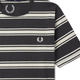Fred Perry Herren Casual T-Shirt 2025 Sommer neu gestreifte Bildschirme Weizenohr Kurzarm Trend M9851 CCX/Dunkelgrau L.