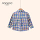 Mami Maca Boys Korean Style Plaid Shirt Children's Clothes Blue 105