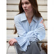 Фанат Silan en nanfa Qianjin French Design Rush Women's Women's 2025 Spring Clothing Корейский стиль розовый V-образный рубашка 11150 небо синий s