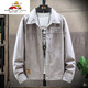 Vogelscheuche (mexikanische) Wildleder -Denimjacke für Herrenherbst- und Winterarbeitsjacke für Herren Velvet Dicked Slim Lapel Jacke [] K12806 Dunkelgrau regulär m