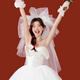 Le style de mariage de la mariée de Bian Qixin, la coiffure, les accessoires de cheveux, la robe de mariée, le certificat de mariage, les accessoires de proposition, la photo de studio photo, la photo de voyage, le fil de style fil gonflé, environ 80 cm (avec peigne à cheveux en métal)