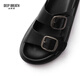 Souffle profonde souffle des chaussures féminines à double bouton à bout ouvert sandales fraîches décontractées pantoufles ax14107 noir 38