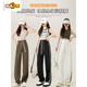 
First-diameter island green cotton wide-leg pants for women for summer 2025 high waist drooping casual narrow version slimming sports straight pants 687# Island green [extra-long version] S [recommended 90Jin [Jin equals 0.5 kg] below]