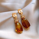 Ji Yuyou Clear Amber Maillard Earrings Women's High-Quality Light Luxurious Temperament Earrings Autumn and Winter Earrings 2025 New Amber