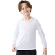 Catman children's T-shirt for boys and girls, autumn and winter round neck pure cotton white T-shirt for medium and large children, casual and versatile long sleeves
