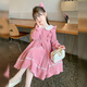 Annie Youer Girls Autumn and Winter Dress 2025 Western Style Children's Clothing Girls Princess Dress Children's Skirt Pink Velvet 100