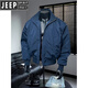 JEEP SPIRIT2025 new navy blue bomber jacket men's spring and autumn silhouette stand collar short American baseball uniform brown cotton jacket XL 135-150Jin Jin equals 0.5 kg