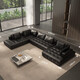 Die gleiche Art von Lawrence-Sofa, originales schwarzes Ledersofa, High-End-Vollledersofa, geradereihe Sofa, große flache Schicht, Kombination H1392 cm, Kombination 0 cm