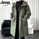 JEEP SPIRIT high-end men's windbreaker jacket men's medium-length coat 2025 new spring and autumn long large size men's tops black 2025 new style Strictly control the process No M 100-120Jin Jin equals 0.5 kg