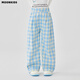 
Yoyo one (Yoyo one) girls blue plaid pants early spring wide-leg pants 2025 new children girls pants spring outfit fashionable casual straight 15266 blue plaid pants 130 130cm